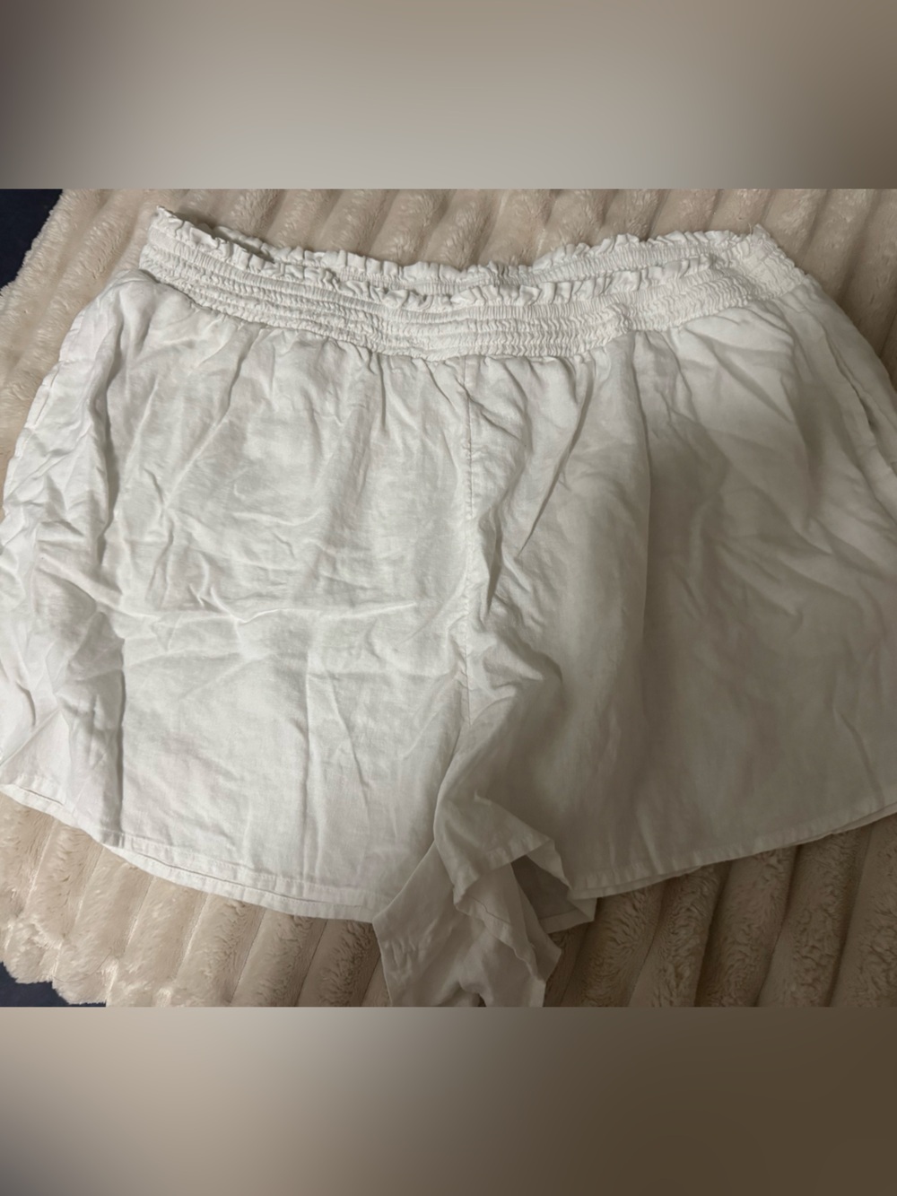 aerie White Lightweight Smocked-Waist Shorts